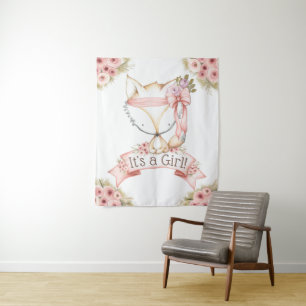 Tenture Bannière de toile de fond pour Baby Shower Fille R