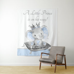 Tenture Bannière de toile de fond pour Baby Shower Prince 