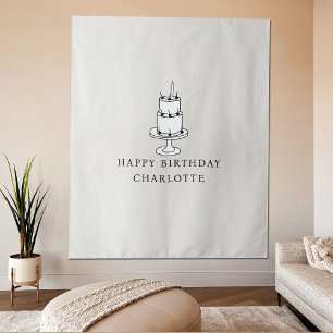 Tenture Bannière en tissu personnalisée avec nom de gâteau