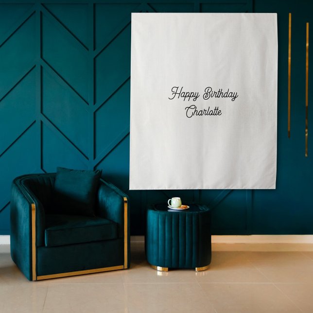 Tenture Bannière en tissu personnalisée avec nom et script (Custom Birthday Script Name Flag Fabric Banner Tapestry)
