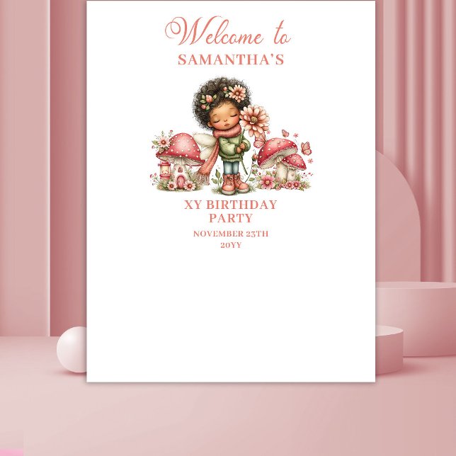 Tenture Bannière Fleurs Blush pour le 2ème Anniversaire de (Pink Fairy 2nd Birthday Blush Flowers Banner)