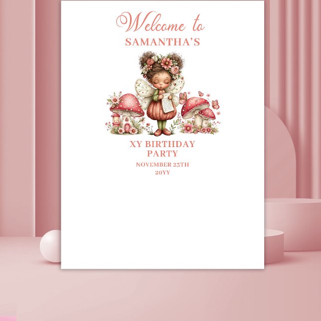 Tenture Bannière florale pour le 2ème anniversaire de la f (Magical Cute Fairy 2nd Birthday Floral Banner)