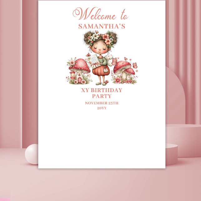Tenture Bannière florale pour le 8ème anniversaire de la j (Cute Fairy 8th Birthday Floral Banner)