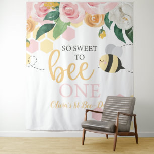 Tenture Bannière florale rose pour le 1er anniversaire de