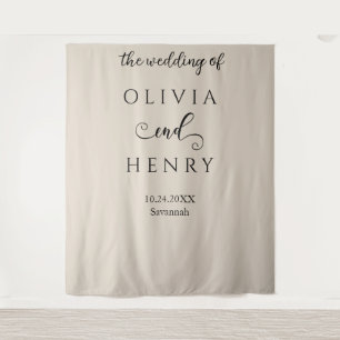 Tenture Bannière minimaliste Mariage Beige Élégante