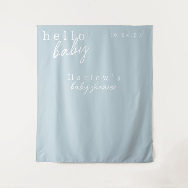 Tenture Bannière moderne de fête prénatale pour bébé bleu  (Devant)