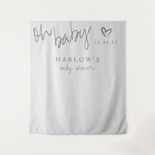 Tenture Bannière moderne Oh Baby Genre Neutre Baby shower (Devant)