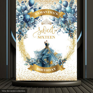 Tenture Bannière parties scintillant Sweet sixteen couleur