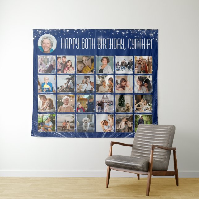 Tenture Bannière personnalisée d'anniversaire, collage pho (En situation (horizontale))