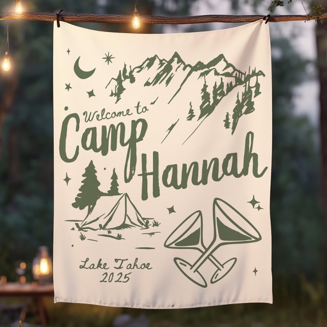 Tenture Bannière personnalisée de camp de bachelorette gra (Créateur téléchargé)