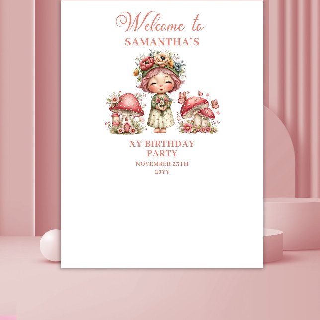 Tenture Bannière Rose Pâle pour le 2ème Anniversaire de Jo (Cute Fairy 2nd Birthday Pastel Pink Banner)