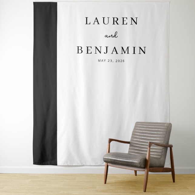 Tenture Bannière typographique noire élégante (En situation)