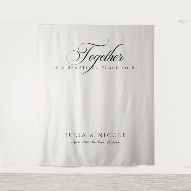 Tenture Bannières de fond de mariage de calligraphie en iv (Devant)
