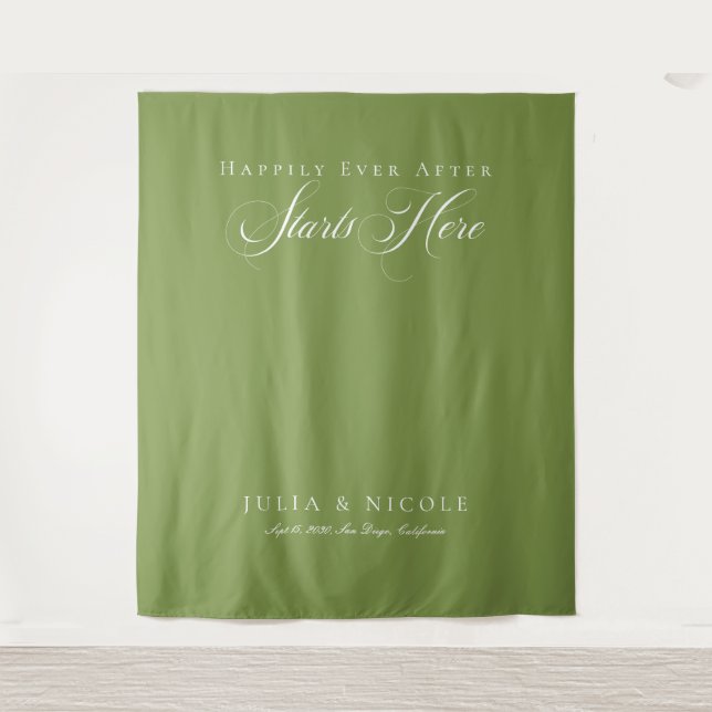 Tenture Bannières de fond de mariage de calligraphie verte (Devant)