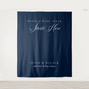 Tenture Bannières de fond de mariage en calligraphie bleue