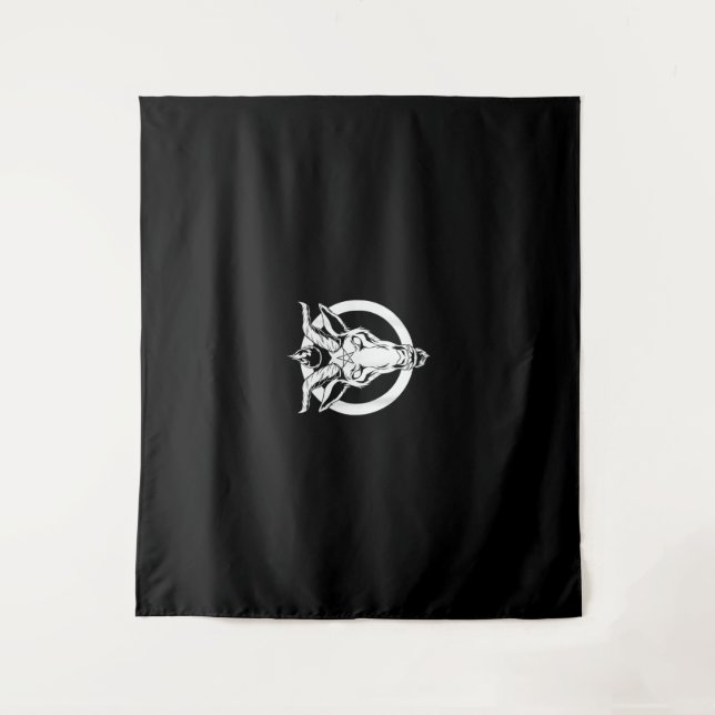 Tenture Baphomet Chèvre Noir, Cadeau Satanique Lucifer Bee (Devant)