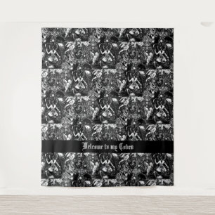 Tenture Baphomet de cuisine avec cuisinière de filles tzig