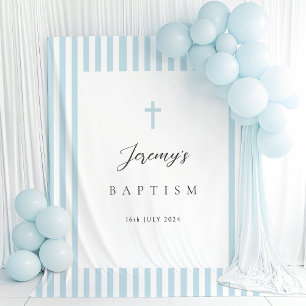 Tenture Baptême Bleu Élégant