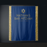 Tenture Bar Mitzvah Photo fond bleu or<br><div class="desc">Bar Mitzvah Personnalisé Photo Fond d'écran Tapisserie avec bleu marine arrière - plan et or brillant parties scintillant bordures de bordures et faux or Star de David au sommet. Modifiez les couleurs et les polices arrière - plans en cliquant sur "customiser plus loin" pour créer vos propres polices.</div>