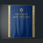 Tenture Bar Mitzvah Photo fond bleu or<br><div class="desc">Bar Mitzvah Personnalisé Photo Fond d'écran Tapisserie avec bleu marine arrière - plan et or brillant parties scintillant bordures de bordures et faux or Star de David au sommet. Modifiez les couleurs et les polices arrière - plans en cliquant sur "customiser plus loin" pour créer vos propres polices.</div>