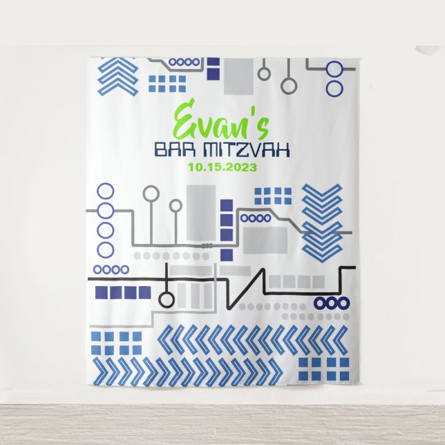 Tenture Bar Mitzvah Photobooth numérique toile de fond pou (Devant)