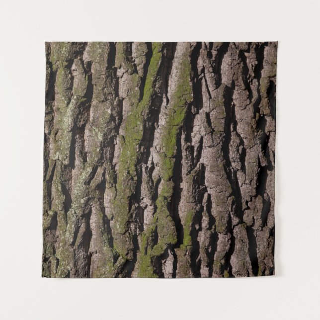 Tenture Barbier chêne moss tronc bois (Devant)