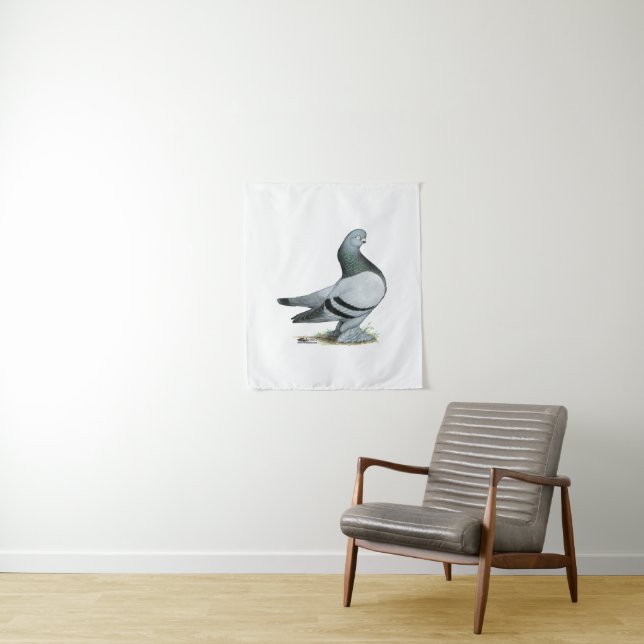 Tenture Barre Bleue Berliner Tumbler Pigeon (En situation)
