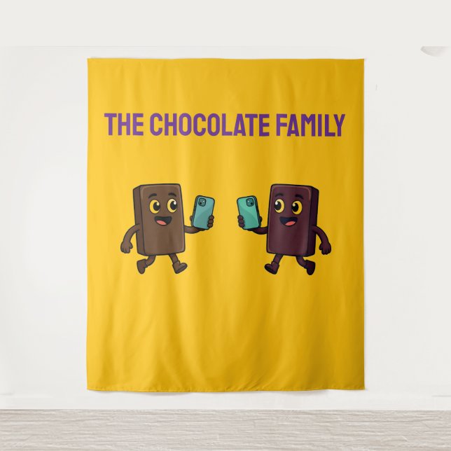 Tenture Barre de Chocolat Mignonne avec Téléphone Drôle Ta (Devant)