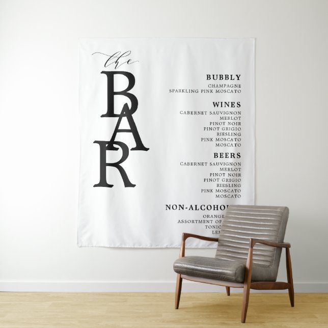 Tenture Barre Noir Blanc Classique Mariage Barre Menu Pann (En situation)