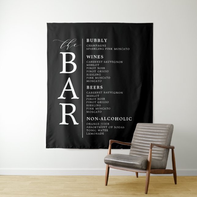 Tenture Barre Noir Blanc Classique Mariage Barre Menu Pann (En situation)