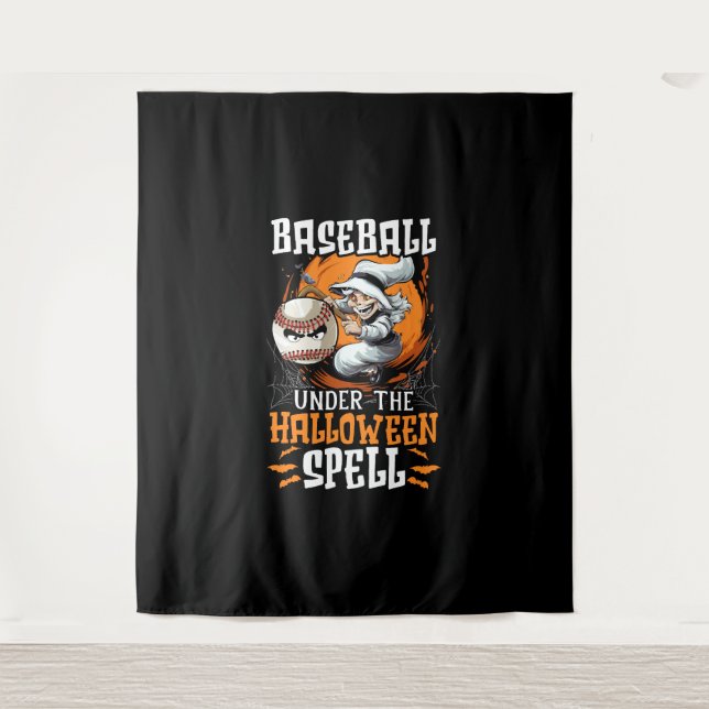 Tenture Baseball Halloween Trick Ou Treat Baseball Player (Devant)