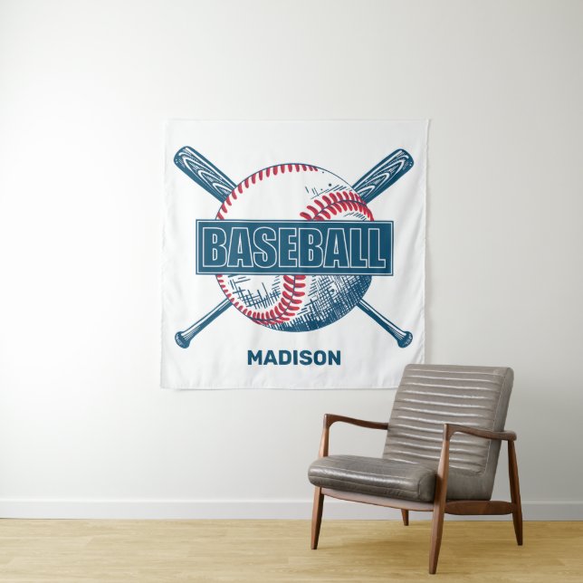 Tenture Baseball Nom Personnalisé (En situation)