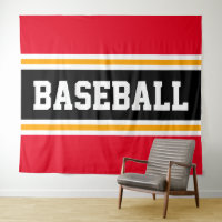 BASEBALL Rouge vif rayures noires et orange de cou