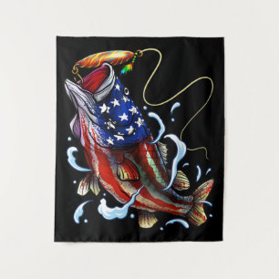 Tenture Basse Pêche Poisson Drapeau Américain Pêche Patrio