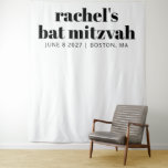 Tenture Bat mitzvah blanc en terre cuite moderne fond d'éc<br><div class="desc">Typographie moderne moderne audacieuse noir et blanc fond photo Bat mitzvah</div>
