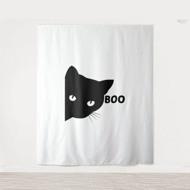 Tenture Bateau à chat noir Chats cadeaux Halloween (Devant)