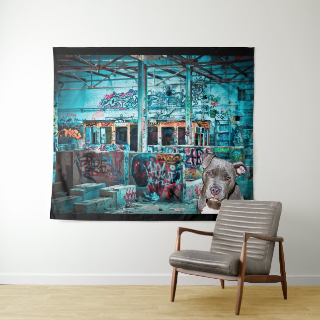 Tenture Bâtiment abandonné par PitBull d'art de rue de (En situation (horizontale))