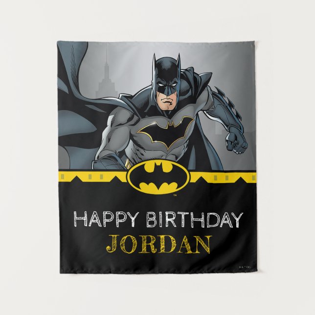Tenture Batman | Tableau Noir Joyeux Anniversaire (Devant)