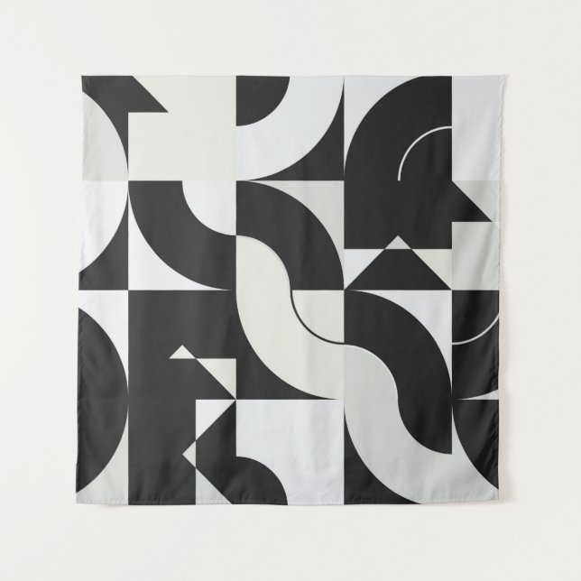 Tenture Bauhaus composition artwork made with abstract ele (Devant)