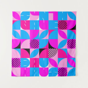 Tenture Bauhaus Synthwave #3 poster (rose-bleu)