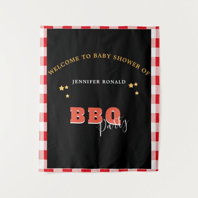 Tenture BBQ Black et Red Baby shower Party (Devant)