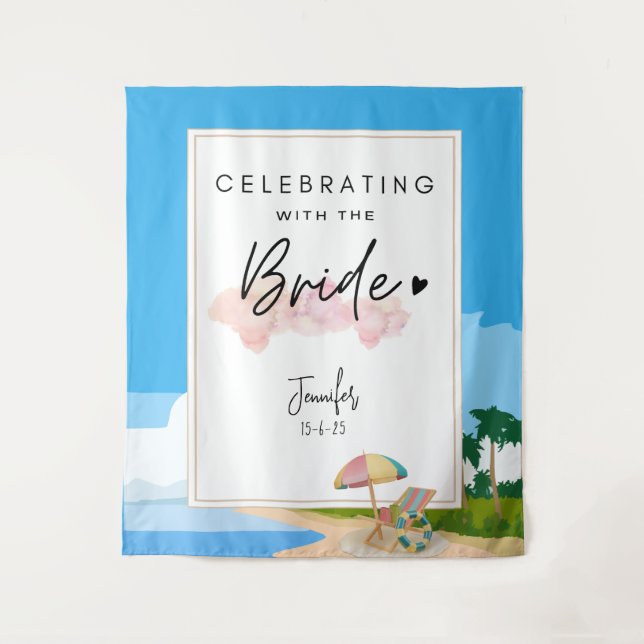 Tenture Beach Bachelorette arrière-plan pour la fête des p (Devant)