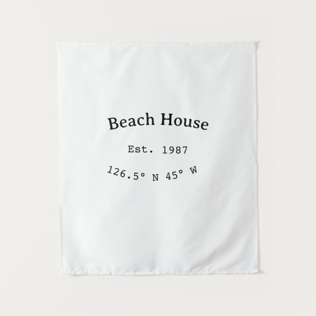 Tenture Beach house et. Date année coordonnées personnalis (Devant)