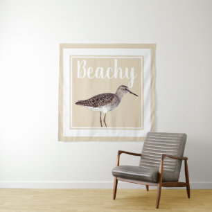 Tenture Beachy Sandpiper Bird & Sandy Beige Beige