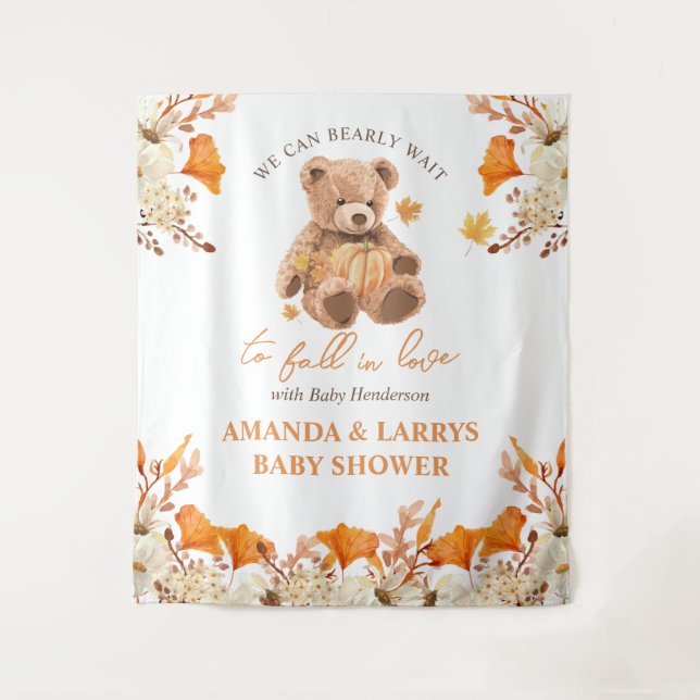 Tenture Bearly Wait to Fall In Love Baby shower Contexte (Devant)