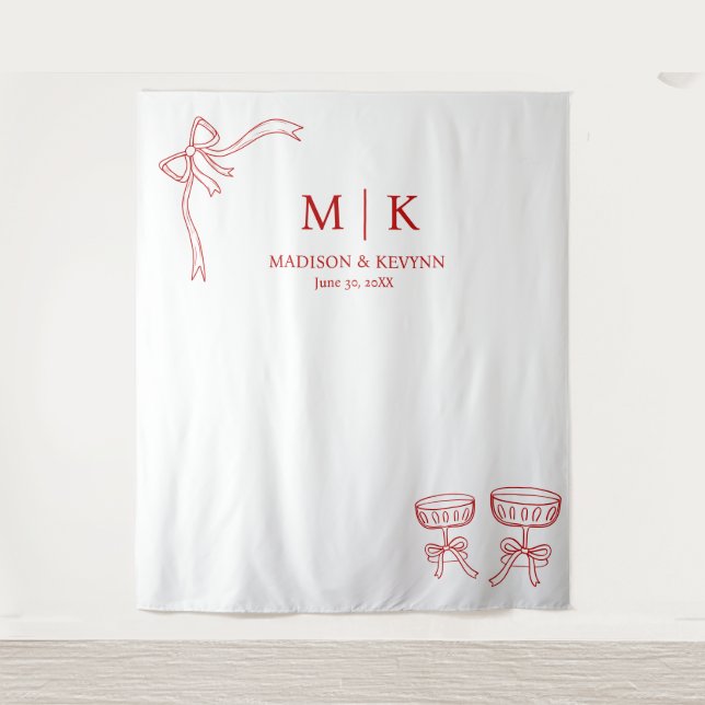 Tenture Beatrice Ribbon Mariage rouge (Devant)