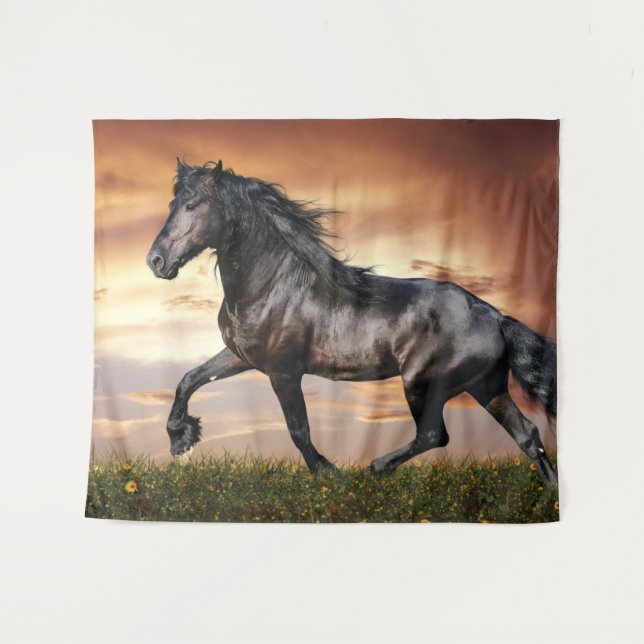 Tenture Beau Cheval Noir (Devant (Horizontal))