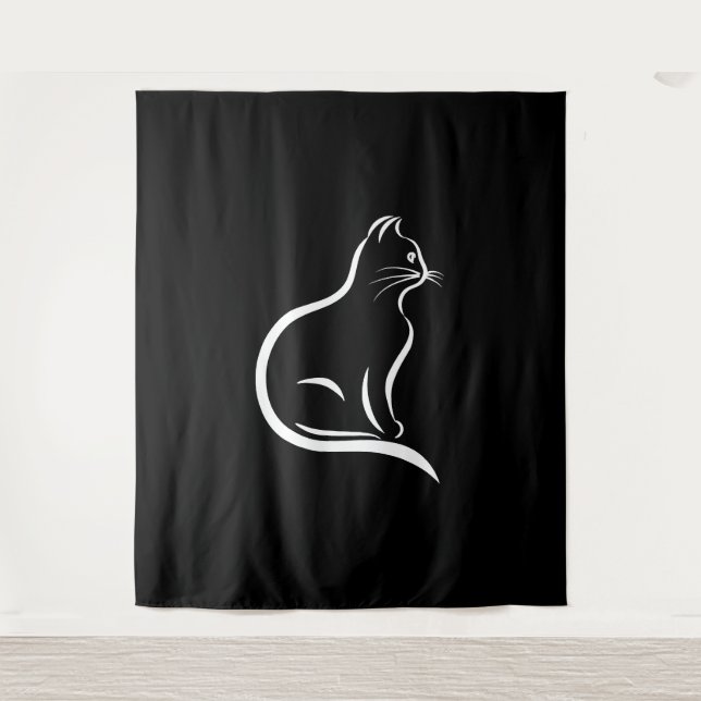 Tenture Beau dessin de chat pour amoureux des animaux. (Devant)