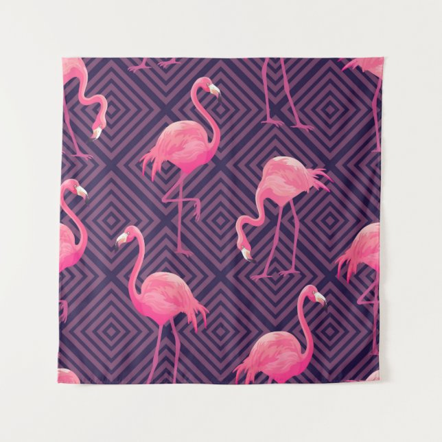 Tenture Beau motif tropical transparent avec flamme rose (Devant)