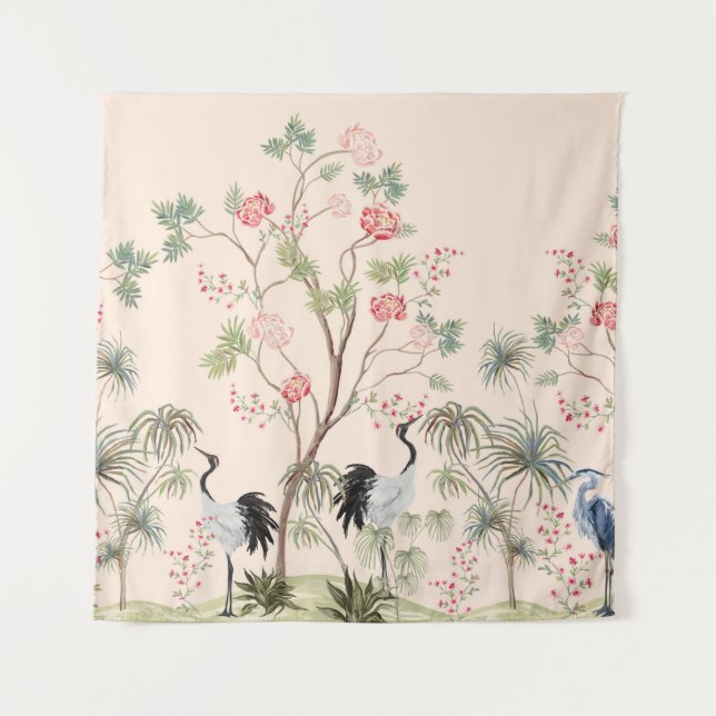 Tenture Beau papier peint exotique chinoiserie. Main dessi (Devant)